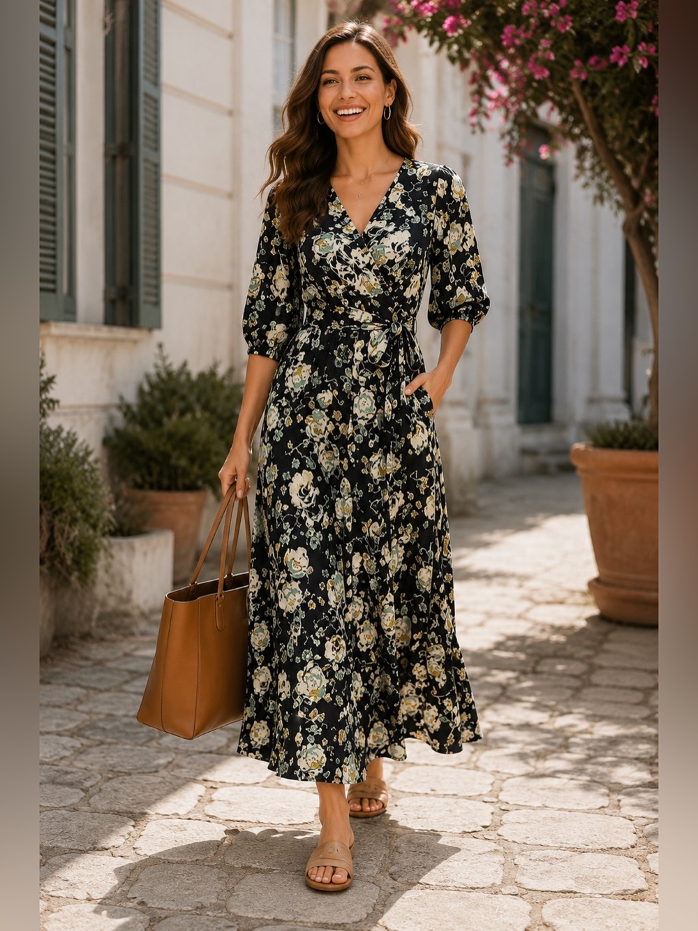 love on a hanger Black Floral Wrap Maxi Dress